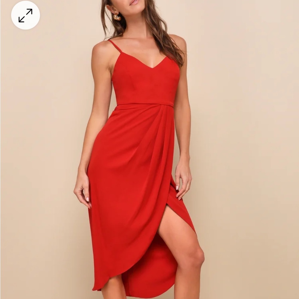 Reinette Rust Red Lulus Midi Dress